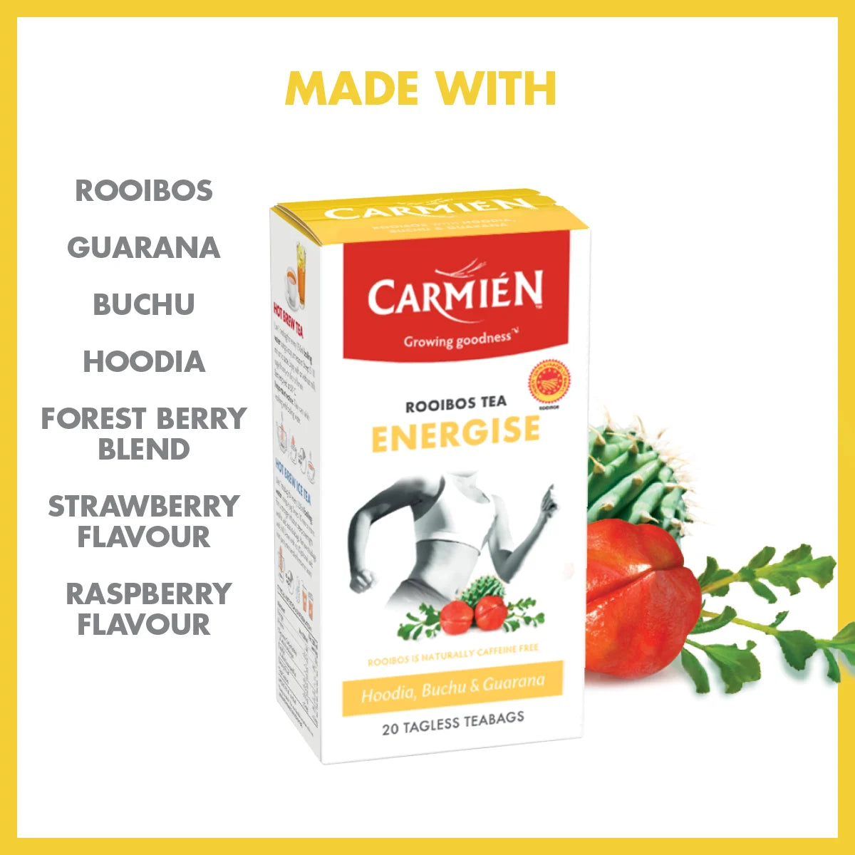 Carmien Energise With Guarana Rooibos Tea (20 Tagless Bags)
