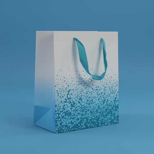 Blue & White Gift Bag - With Blue Speckled Pattern
