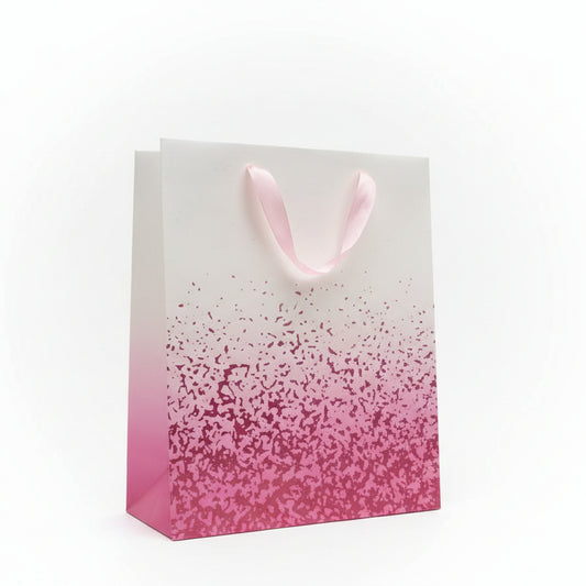 Pink & White Gift Bag - With Pink Speckled Pattern - Medium Gift Bag