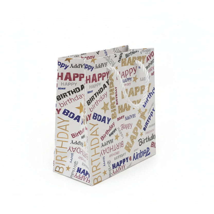 Happy Birthday MinI Gift Bag - White