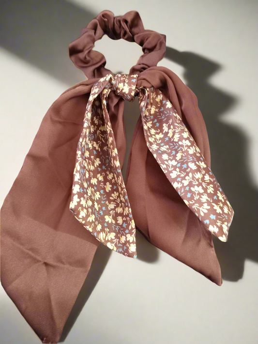 French Bow Scrunchie - Brown