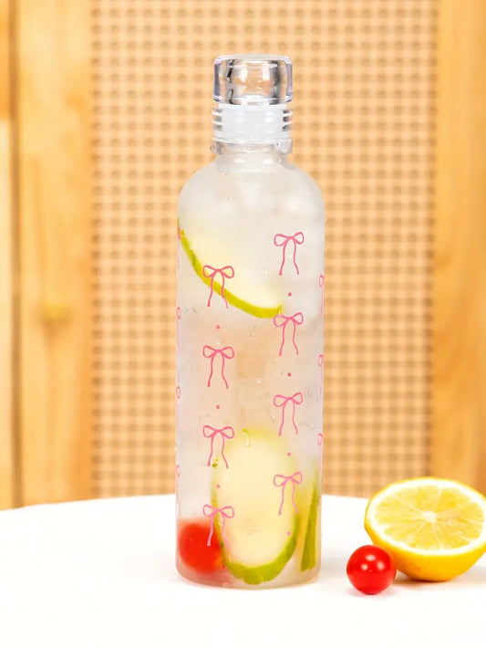 500ml Bowknot Plastic Water Bottle With Time Scale