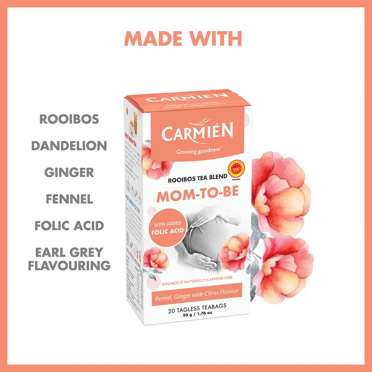 Carmien Tea Mom-to-be with Folic Acid - 20 Tea Bags - Rooibos Tea