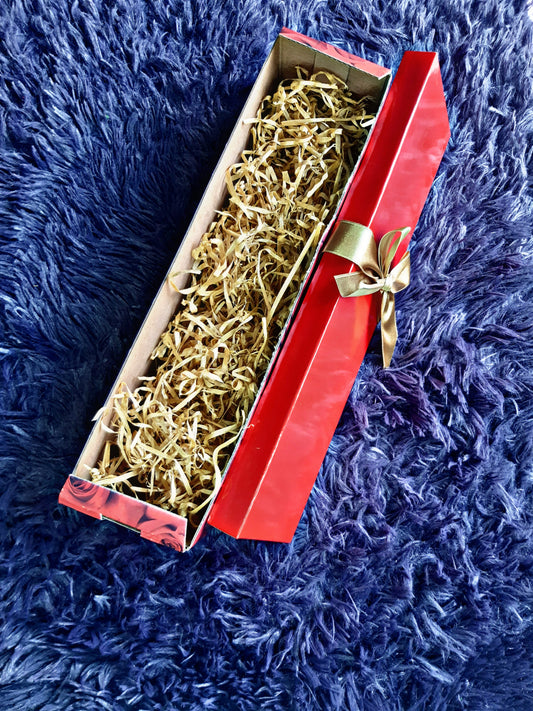 Red Roses Rectangle Gift Box with Lid & Gold Ribbon