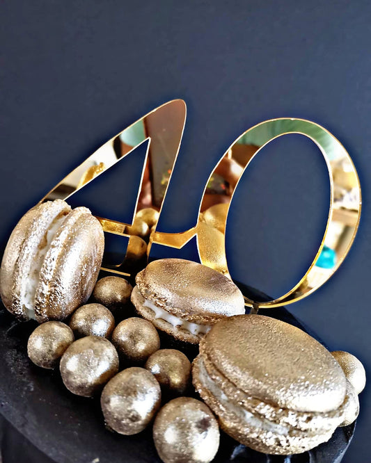 Dahlia - Black & Gold Themed Cake (40th Birthday Cake)