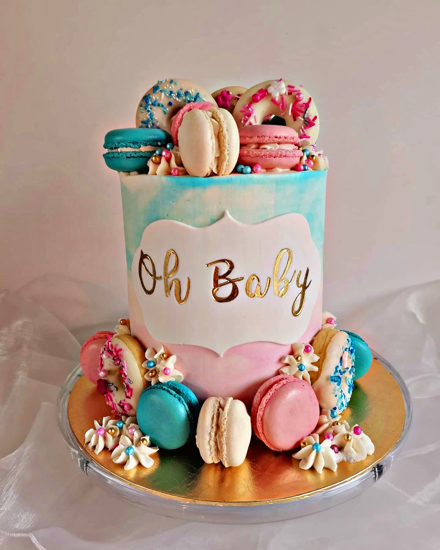 Gender Reveal Ombre Cake