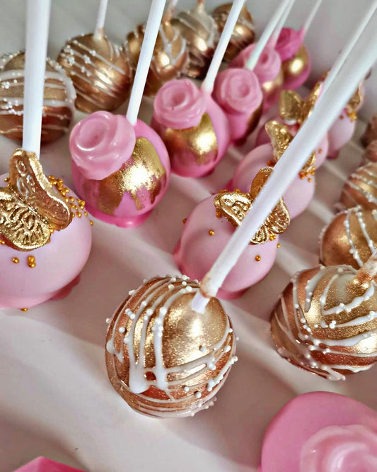 Bright Pink & Gold Cakesicles / Cake Pops