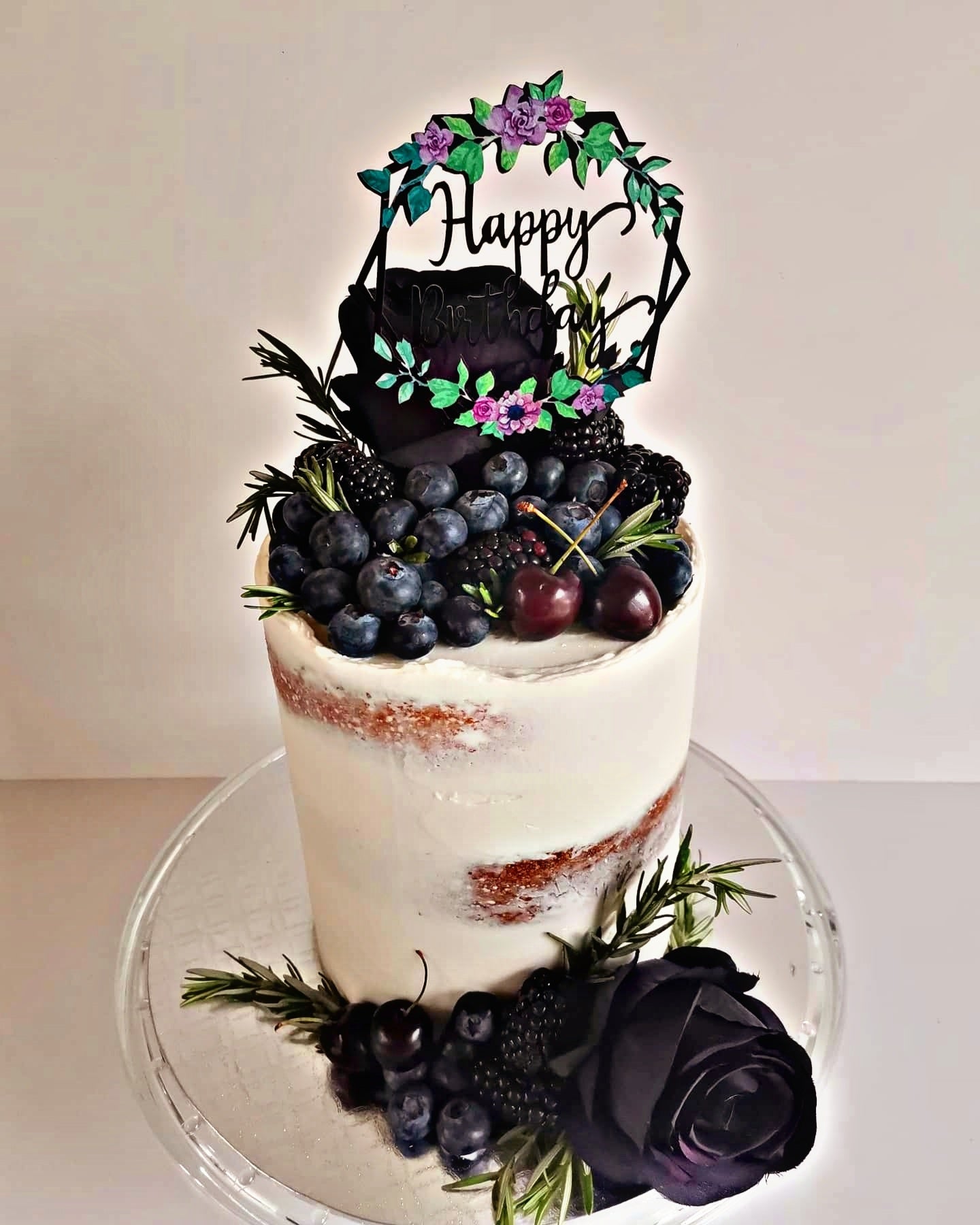 Black Rose Naked Cake