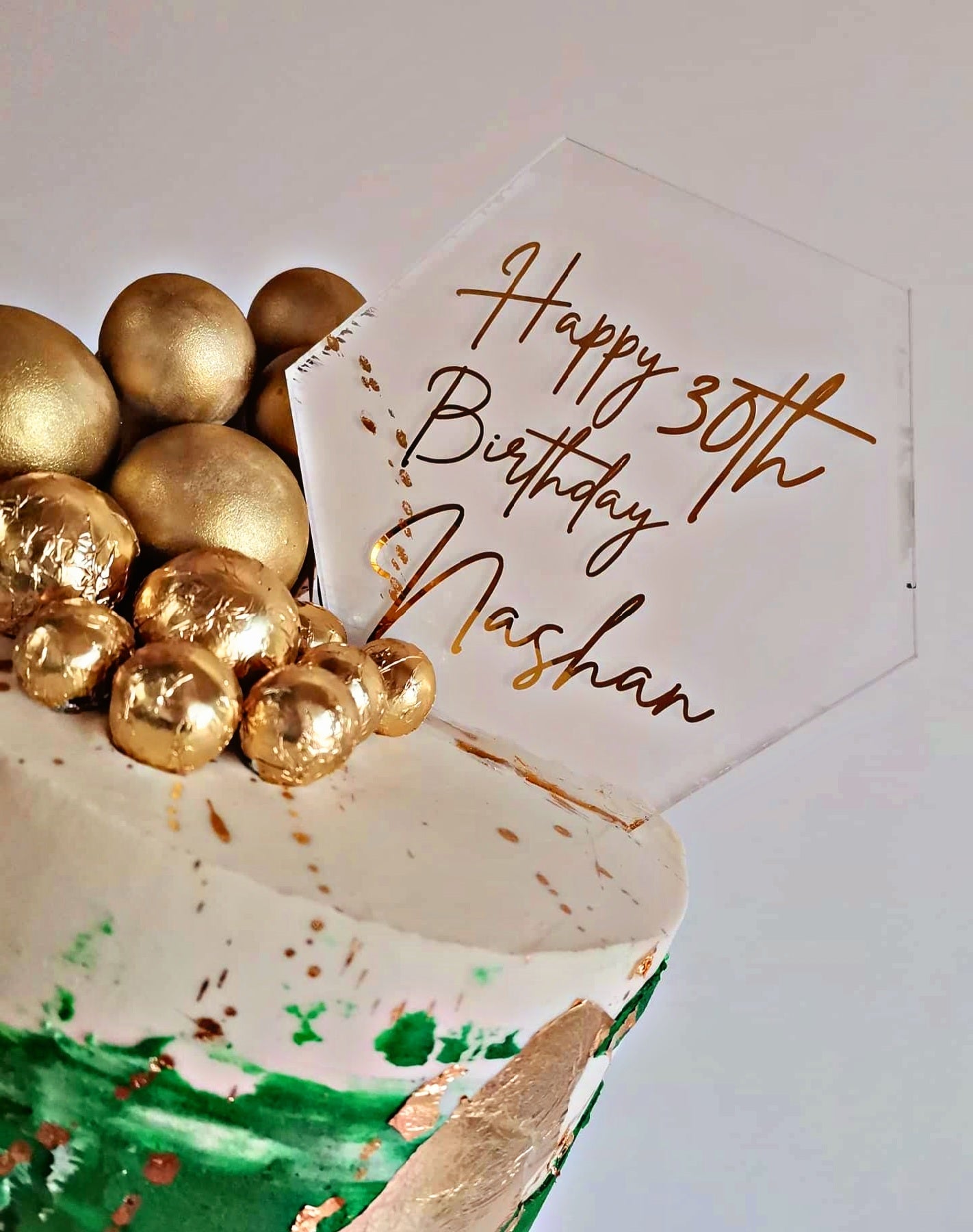 Green & Gold Splash Birthday Cake