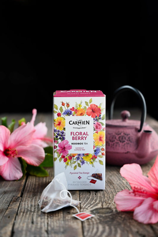 Carmién Floral Berry Rooibos   - 20 Tagged Pyramid Teabags