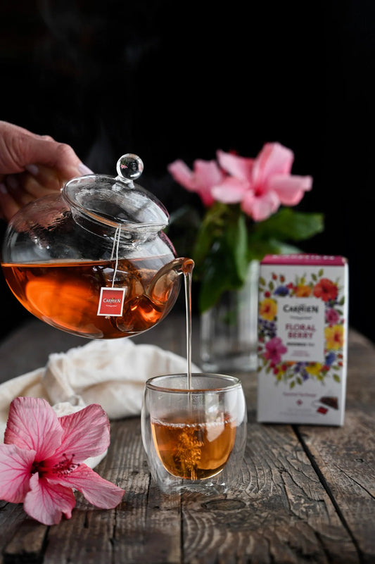 Carmién Floral Berry Rooibos   - 20 Tagged Pyramid Teabags