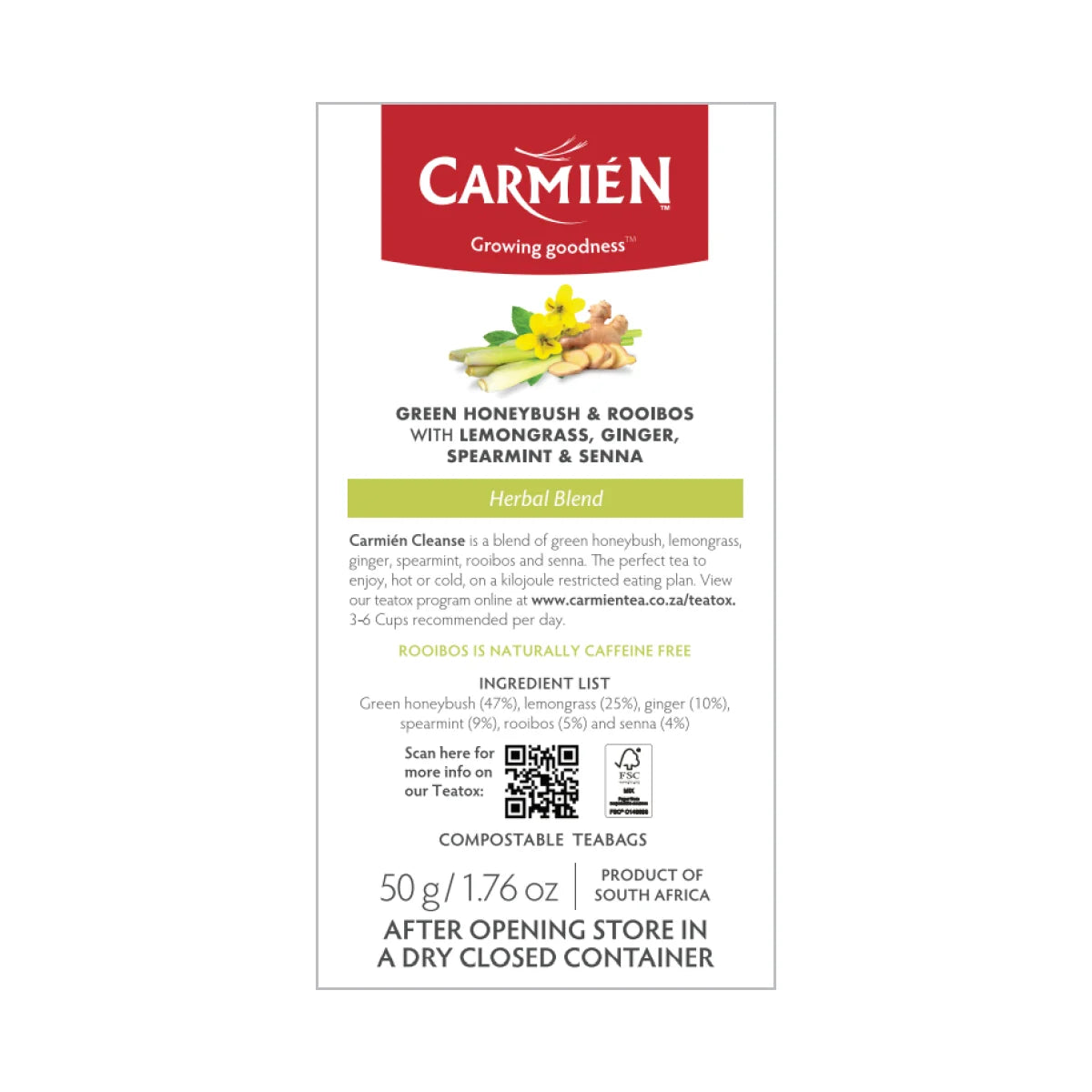 Carmien Cleanse With Senna Rooibos Tea (20 Tagless Bags)