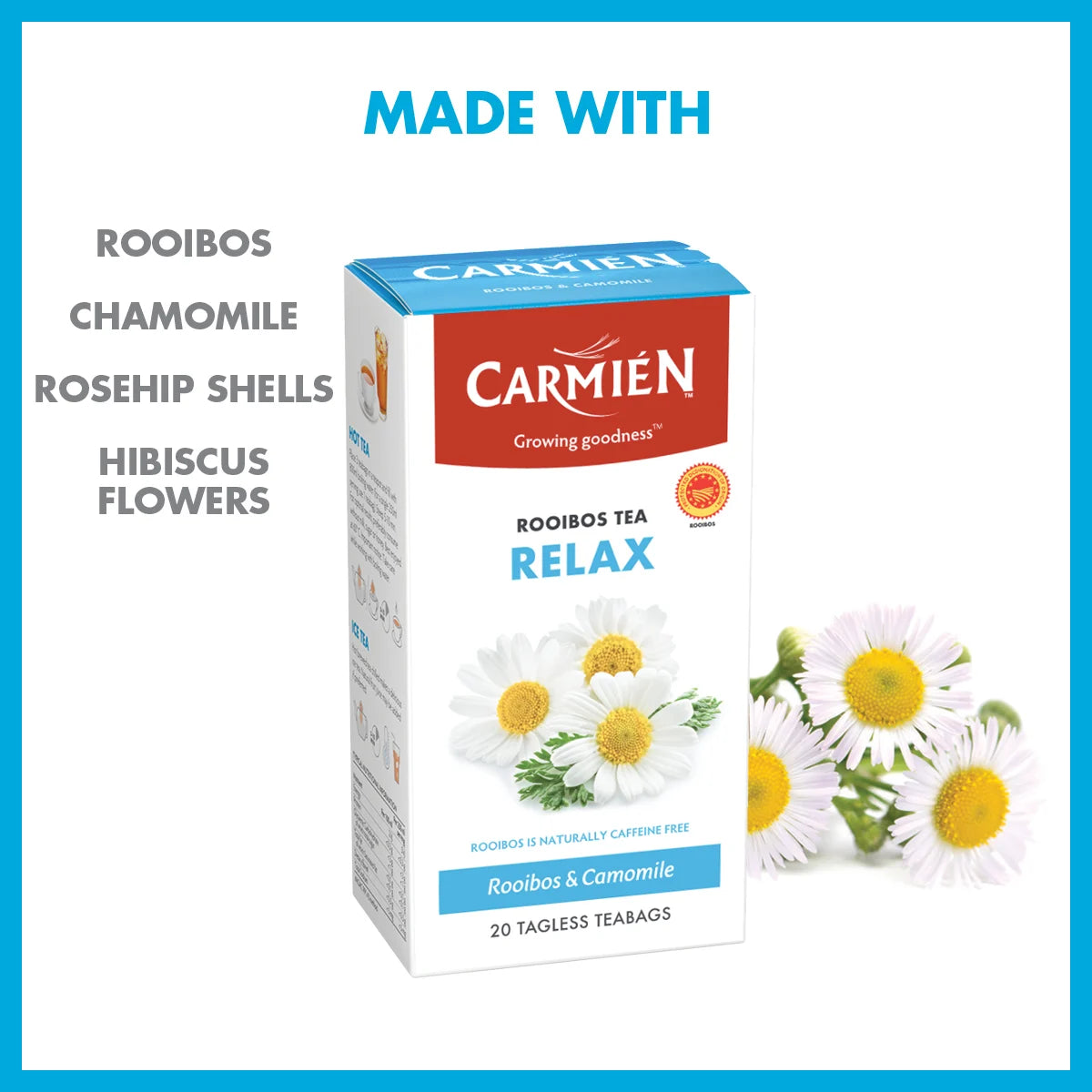 Carmien Relax With Camomile Rooibos Tea (20 Tagless Bags)