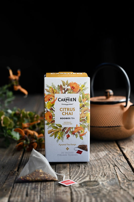 Carmién Citrus Chai Rooibos - 20 Tagged Pyramid Teabags