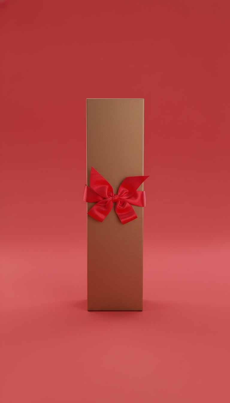 Posh Gift Box - Gold With Red Ribbon
