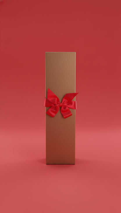 Posh Gift Box - Gold With Red Ribbon
