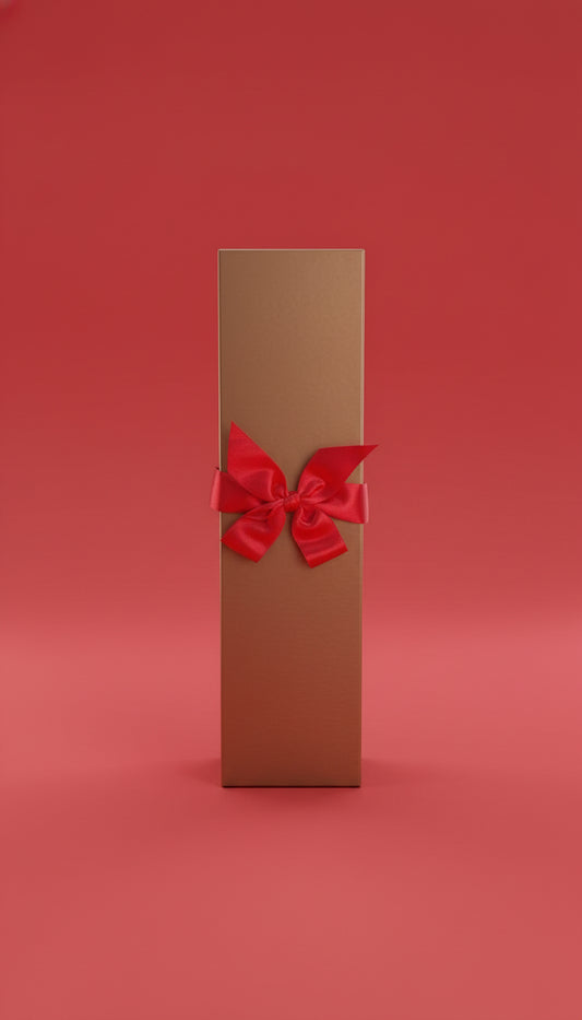Posh Gift Box - Gold With Red Ribbon