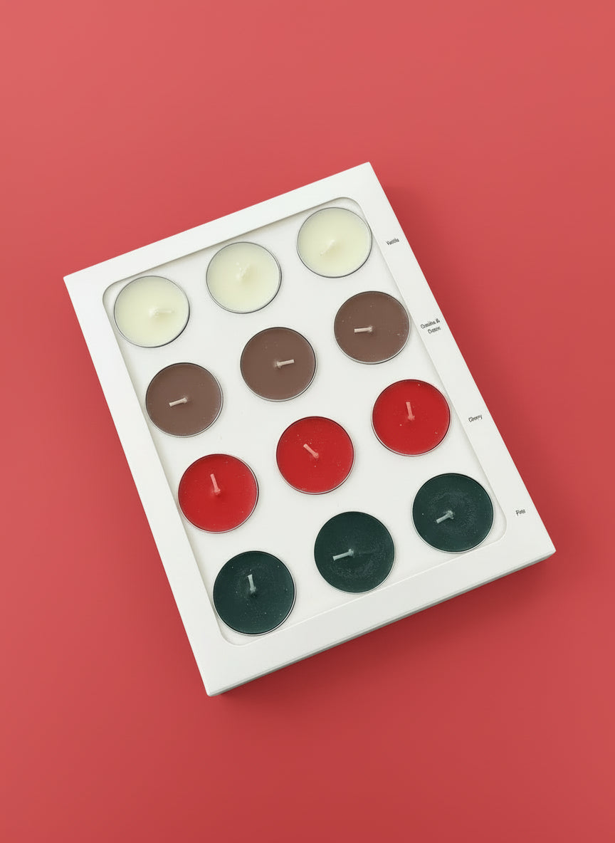 12 x Tealight Candles - Pine, Cookies & Cream, Cherry, Vanilla
