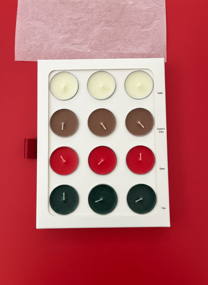 12 x Tealight Candles - Pine, Cookies & Cream, Cherry, Vanilla