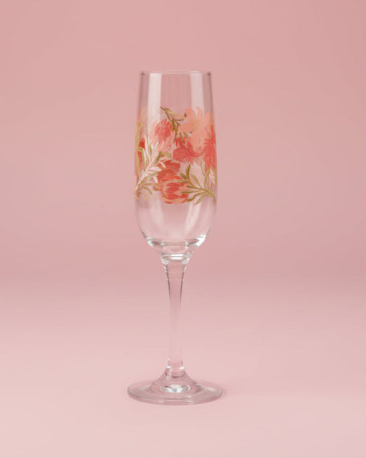 Glass Flute Foral Pink - 215ml