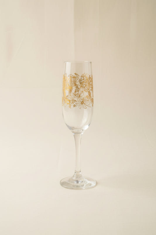 Glass Flute Foral Gold - 215ml