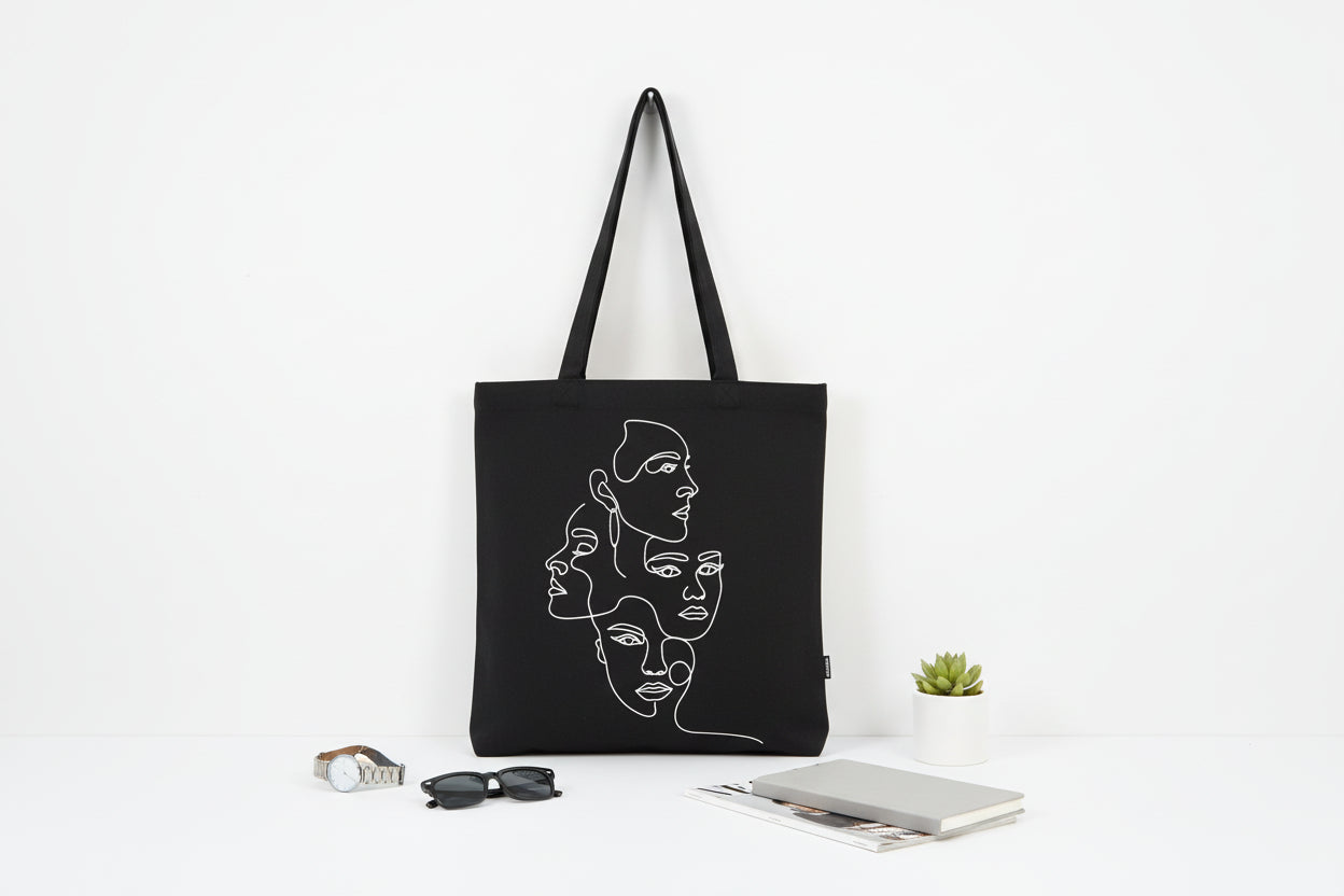 Line Art Woman Abstract Tote Bag