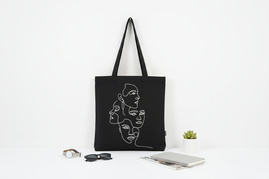 Line Art Woman Abstract Tote Bag
