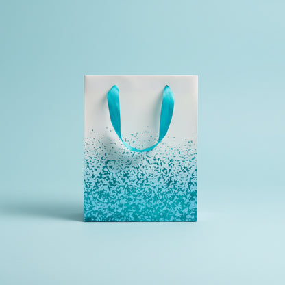 Blue & White Gift Bag - With Blue Speckled Pattern
