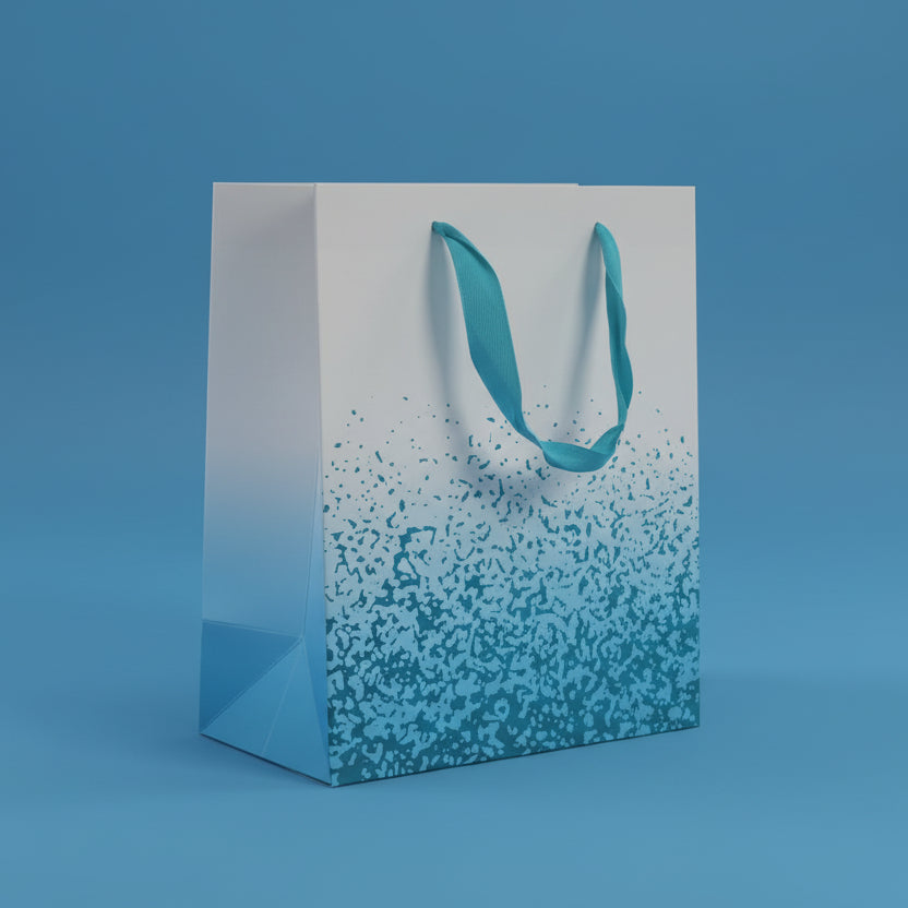 Blue & White Gift Bag - With Blue Speckled Pattern