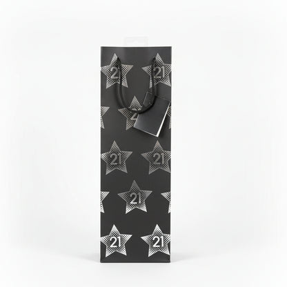 Black & Sliver Stars Gift Bag - 21st Birthday