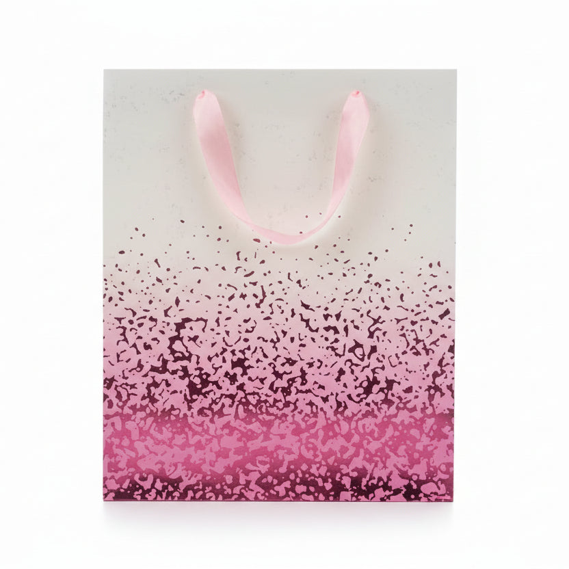 Pink & White Gift Bag - With Pink Speckled Pattern - Medium Gift Bag