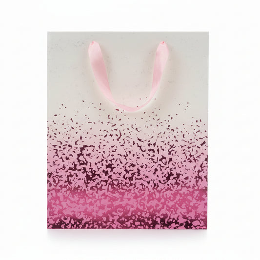 Pink & White Gift Bag - With Pink Speckled Pattern - Medium Gift Bag