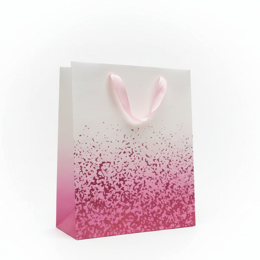 Pink & White Gift Bag - With Pink Speckled Pattern - Medium Gift Bag