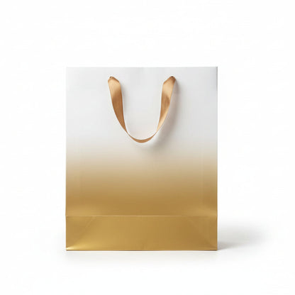 Gold & White Gift Bag - With Gold Speckled Pattern - Medium Gift Bag