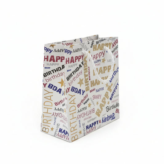 Happy Birthday MinI Gift Bag - White