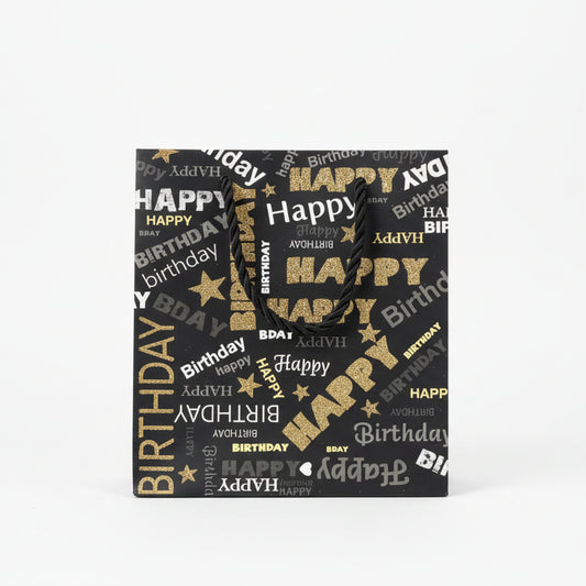 Happy Birthday MinI Gift Bag - Black