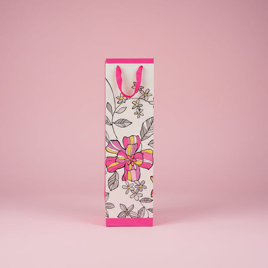 Floral Bottle Gift Bag - Pink