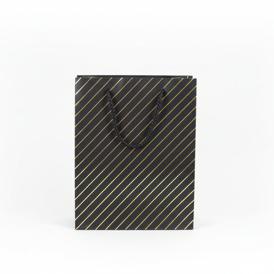 Black Gift Bag with Gold Stripes - Small Gift Bag