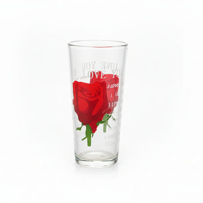 "I Love You" Red Rose Romantic Drinking Glass