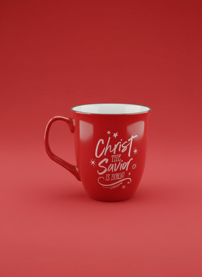 Christ The Saviour is Born Red Ceramic Mug