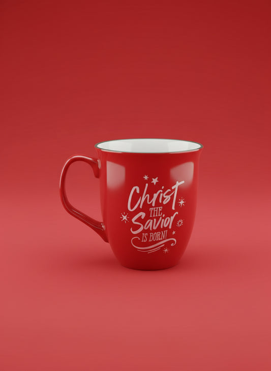 Christ The Saviour is Born Red Ceramic Mug