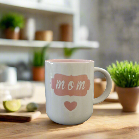 Mom Mug - Pink & White