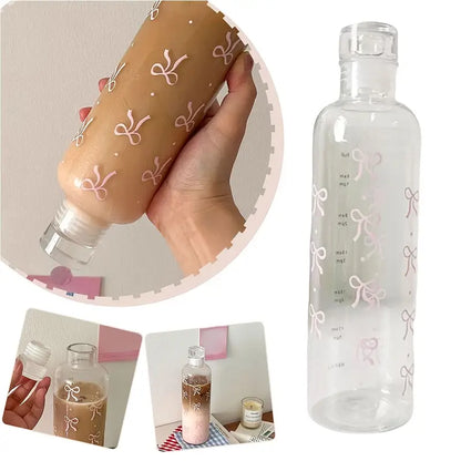 500ml Bowknot Plastic Water Bottle With Time Scale