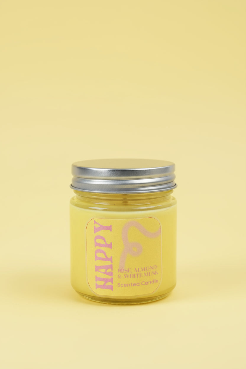 Happy Rose Almond & White Musk Scented Candle