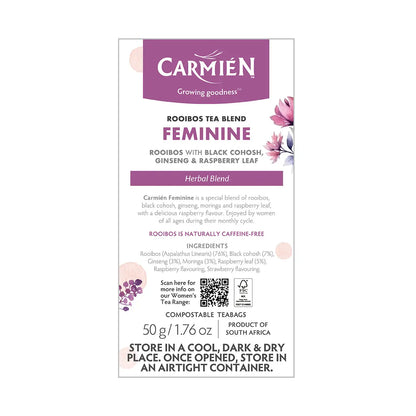 Carmién Feminine with Raspberry Leaf (20 Teabags) Rooibos Tea