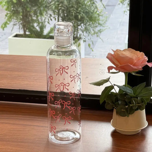 500ml Bowknot Plastic Water Bottle With Time Scale