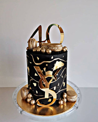 Dahlia - Black & Gold Themed Cake (40th Birthday Cake)