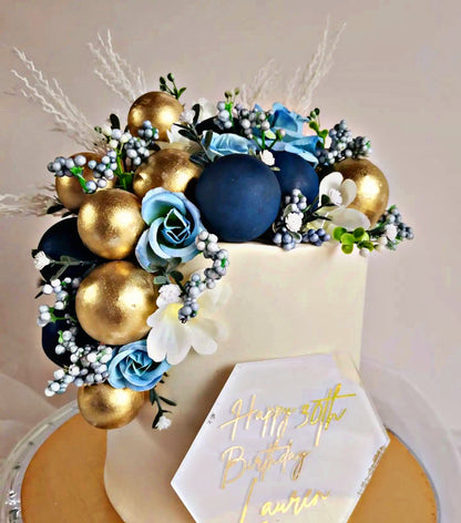 Navy & Gold Birthday Cake